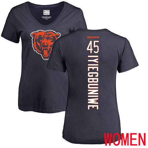 Chicago Bears Navy Blue Women Joel Iyiegbuniwe Backer NFL Football #45 T Shirt